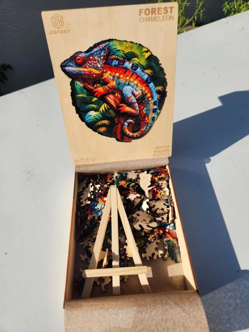 Wooden Puzzle Wood Jigsaw Puzzle Forest Chameleon laser cut wood pieces The puzz